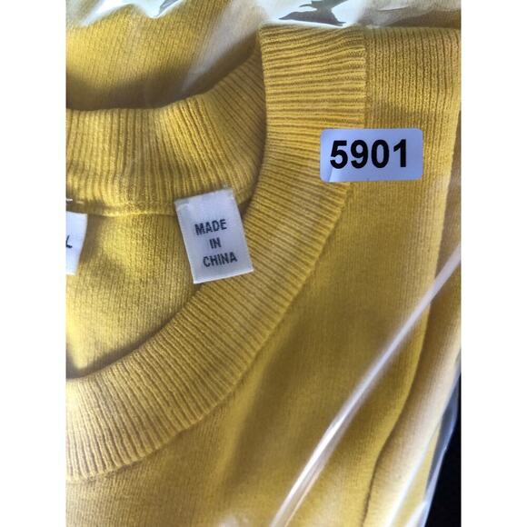 A.L.C. Hadley Dress Knit Long Sleeve Crewneck Mini Sheath Lemon Yellow Large - Picture 10 of 10